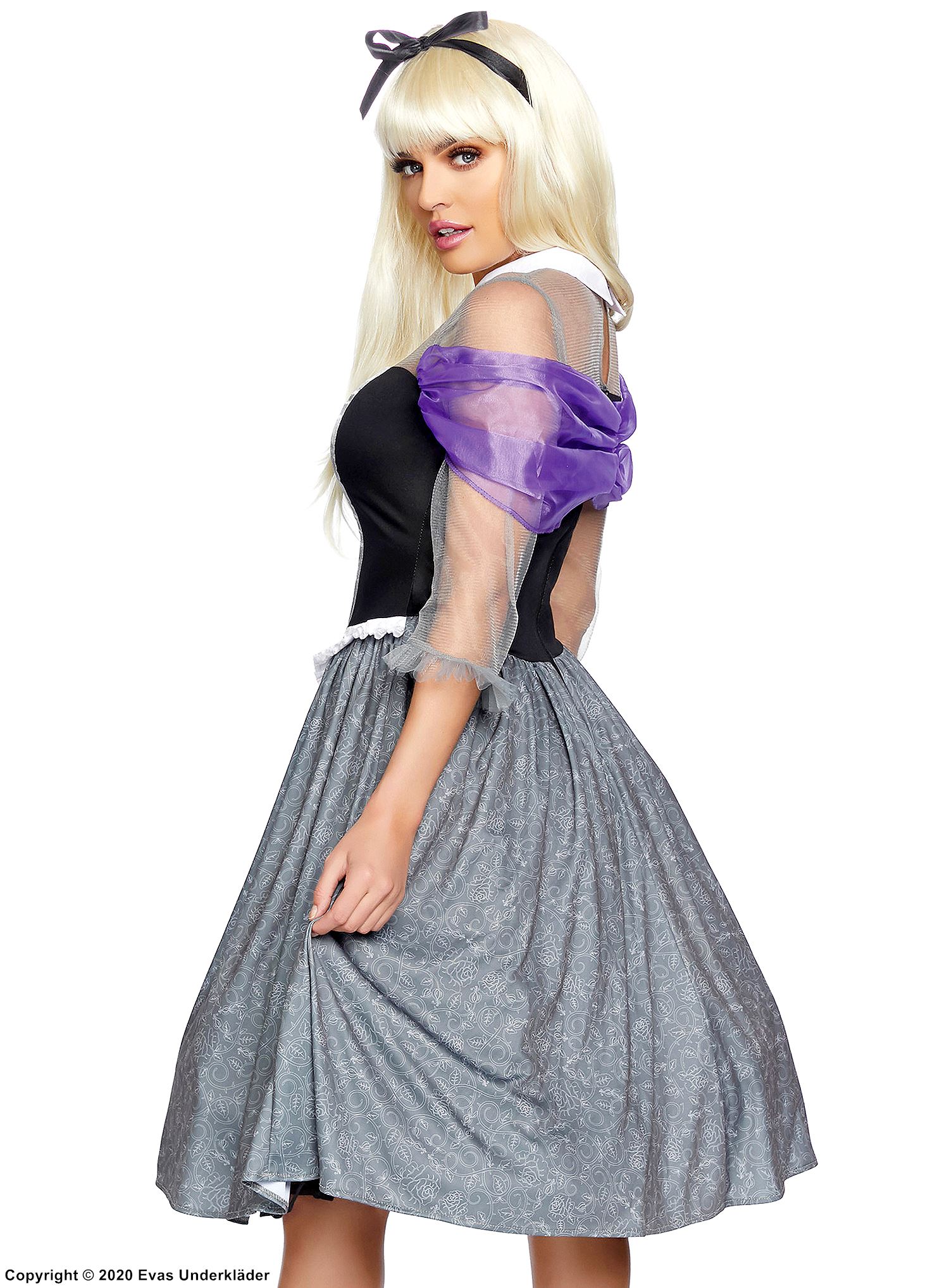 Princess Aurora from Sleeping Beauty, costume dress, sheer inlays, shirt collar
